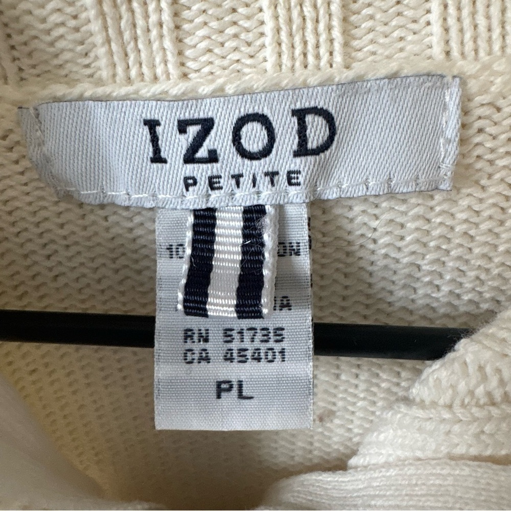 IZOD Cotton Sweater Zip Up White Petite Large - Picture 7 of 9